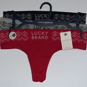 Lucky Brand 3 pair M Seamless  womens Thongs Ribbed  Gray Red